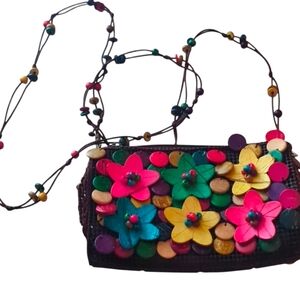 WOODEN FLORAL CROSSBODY BAG BOUTIQUE AND UNIQUE